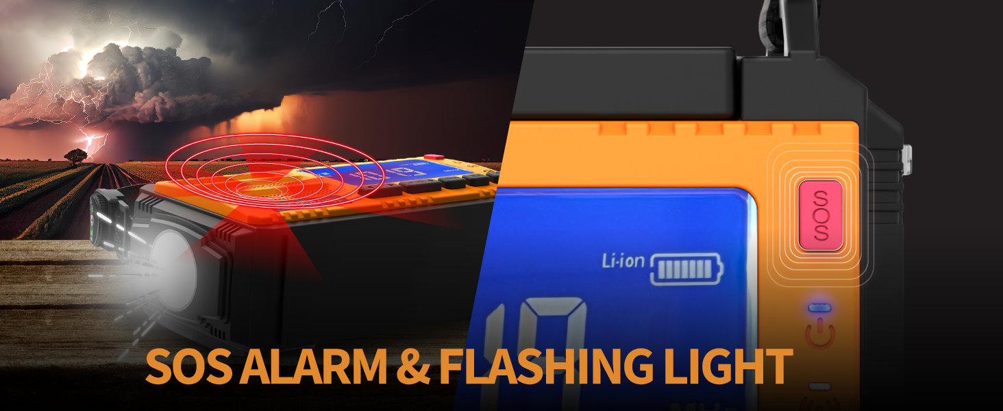 Радіо FosPower для надзвичайних ситуацій NOAA/AM/FM з акумулятором 10000mAh - зарядка USB/Solar/ручка, батарейне живлення, SOS-сигнал та ліхтарик для надзвичайних ситуацій в приміщенні та на вулиці, оранжевий