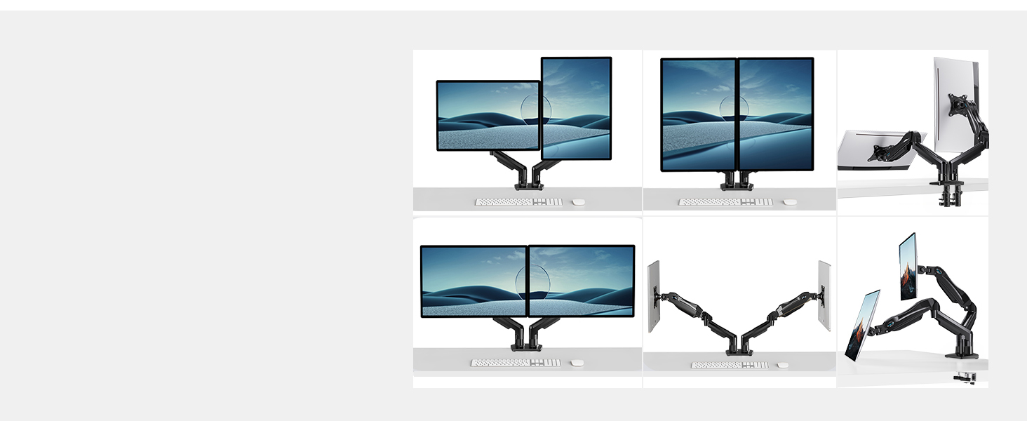 Кріплення для монітора HUANUO - 2 монітори, 13-32 дюйми, гнучкий, VESA 75/100, чорний
