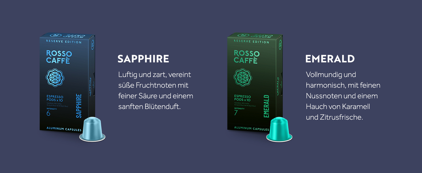 Капсули ROSSO CAFFÈ Nespresso Reserve Edition (80 шт.) - Мікс 8 сортів преміум еспресо, сумісні з Nespresso, Made in Italy