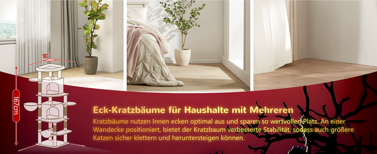 Котячий будиночок Globlazer з когтеточкою, 167 см, кутовий, для 3-4 котів, з будиночком, гамаком, платформою та м'яким кошиком