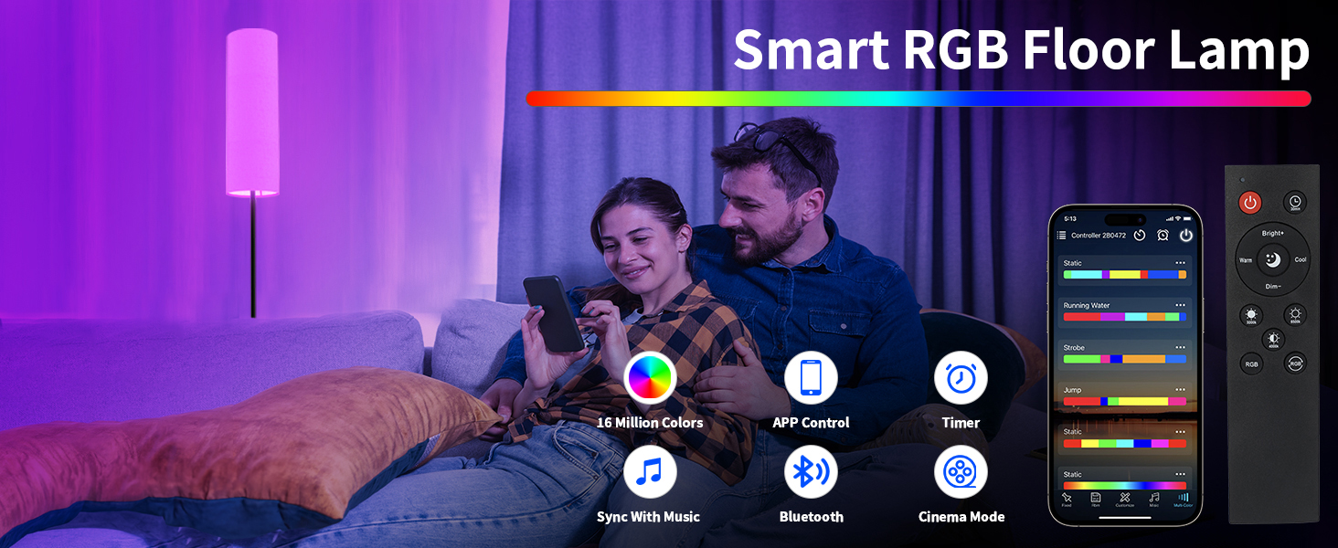 Світлодіодна настільна лампа FRIDEKO RGB з димером та пультом ДУ для вітальні, офісу, спальні - чорна база