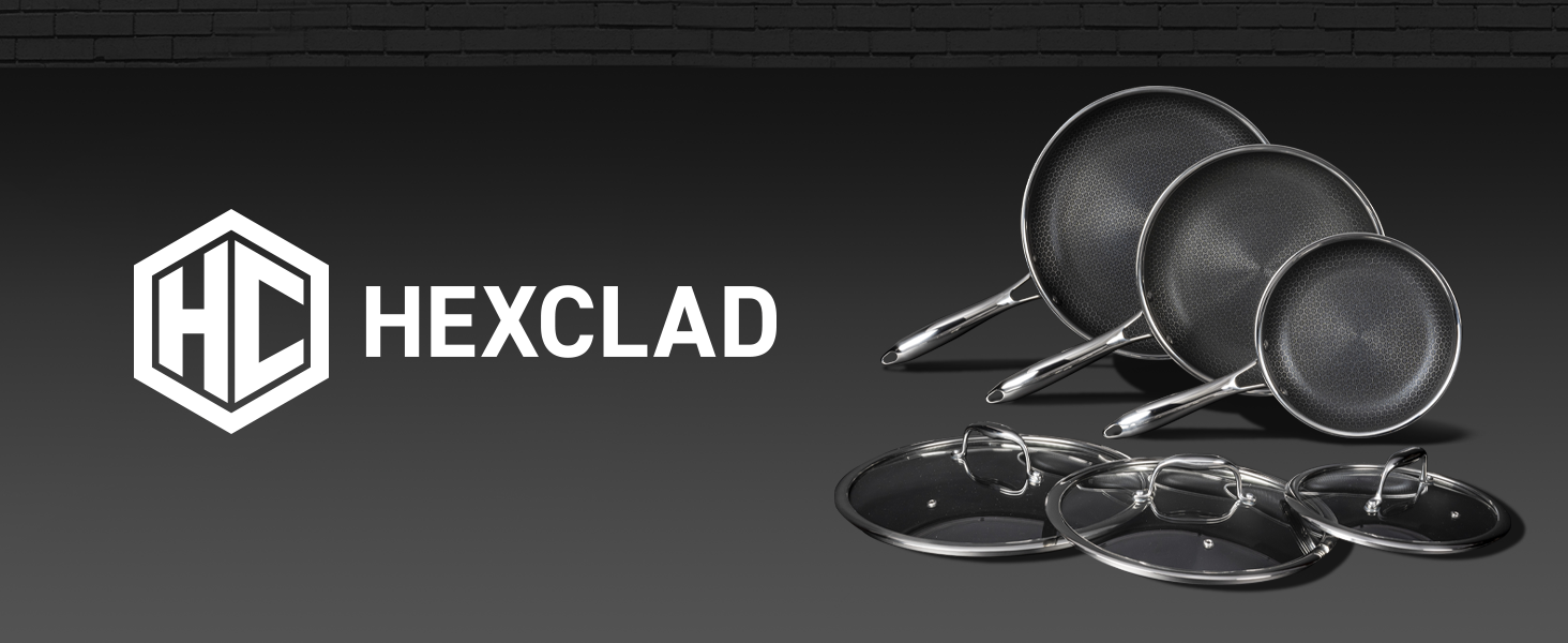 HexClad Hybrid Nonstick Skillet, 25cm with Tempered Glass Lid - Oven & Dishwasher Safe, Induction Compatible