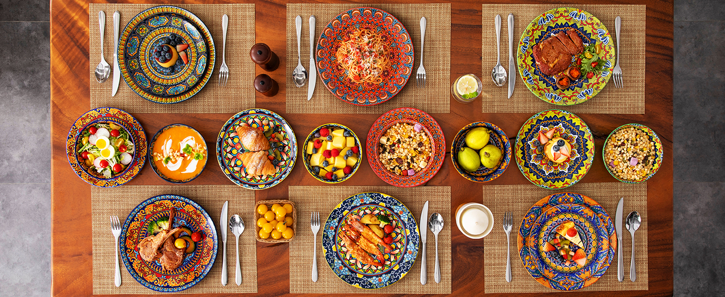 Набір посуду Porzellan vancasso 18 предметів (6 осіб) – тарілки, десертні тарілки, миски, серія KRVI