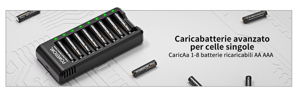 Зарядний пристрій PowerOWL для акумуляторів AAA Pro, 8 шт. - зарядка для перезаряджуваних акумуляторів AA/AAA NIMH