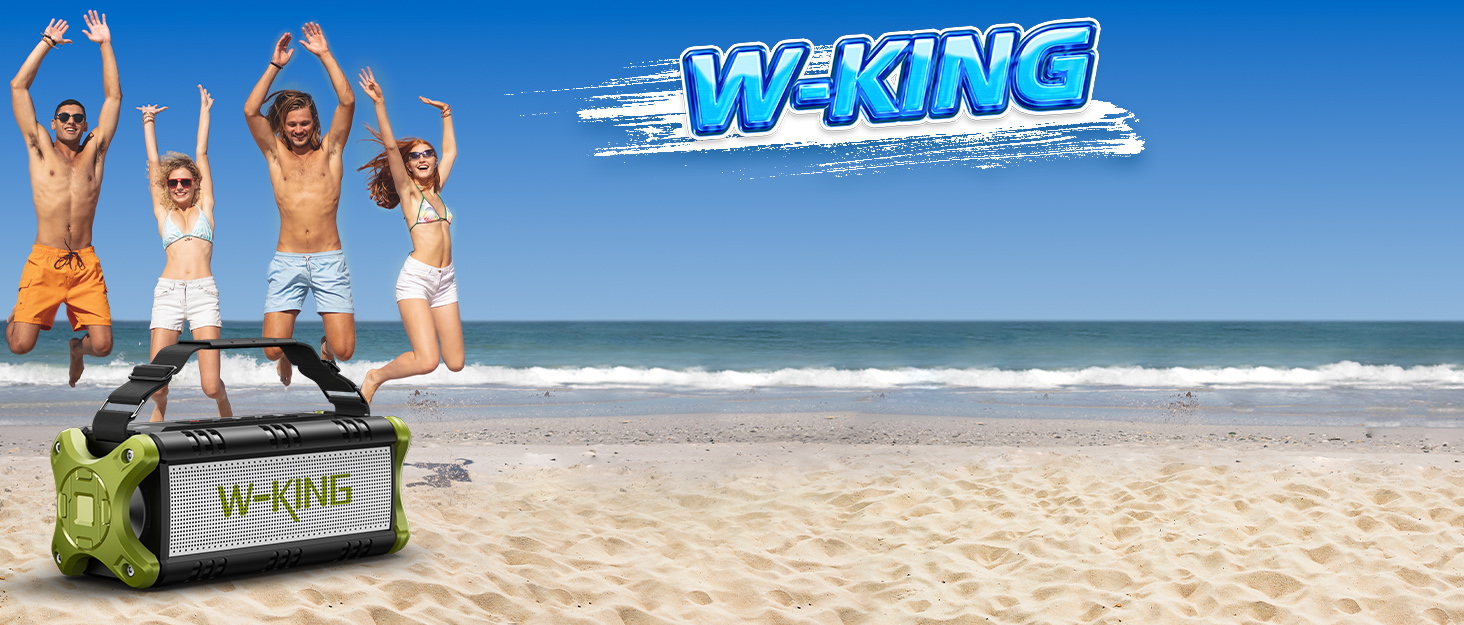 W-KING Портативна Bluetooth Колонка 90W з Глибоким Басом, 40 годин роботи, IPX6, Powerbank, TF-карта, NFC, AUX, Bluetooth 5.0, Зелена
