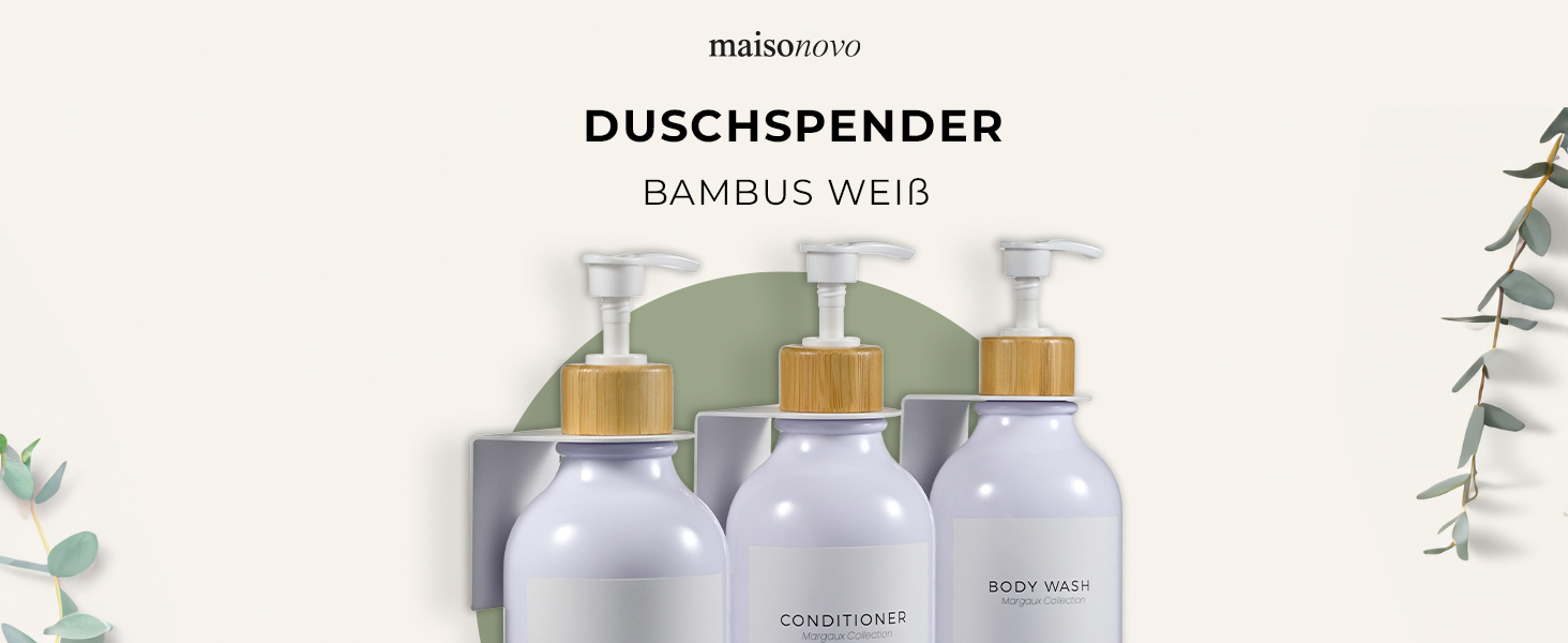 Шампунь MaisoNovo: Набір з 3 флаконів для душу та мила (500 мл) з чорним насосом та білим бамбуком