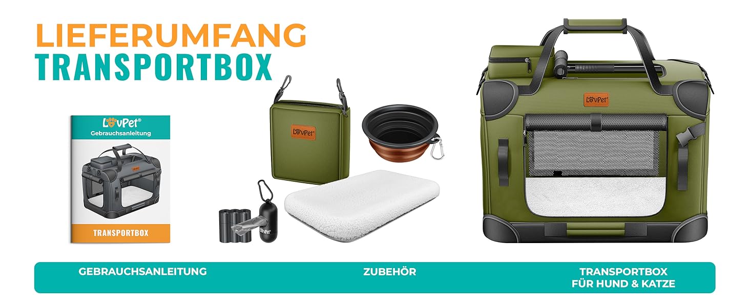 Транспортна переноска для собак та котів (XXL, Хакі) | З підлітком для їжі та плечовим ременем | Складна переноска для тварин