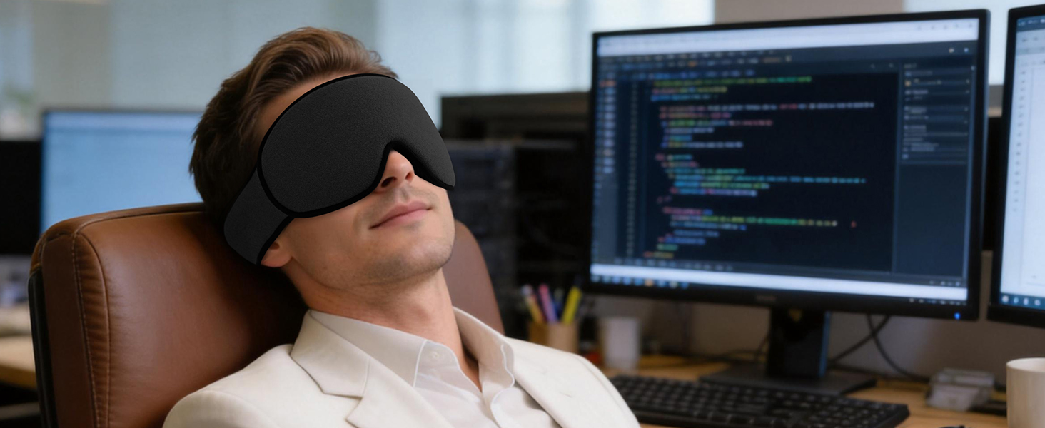 Маска для сну INNELO 3D з повним блокуванням світла та захистом від шуму, чорна, 1 шт.