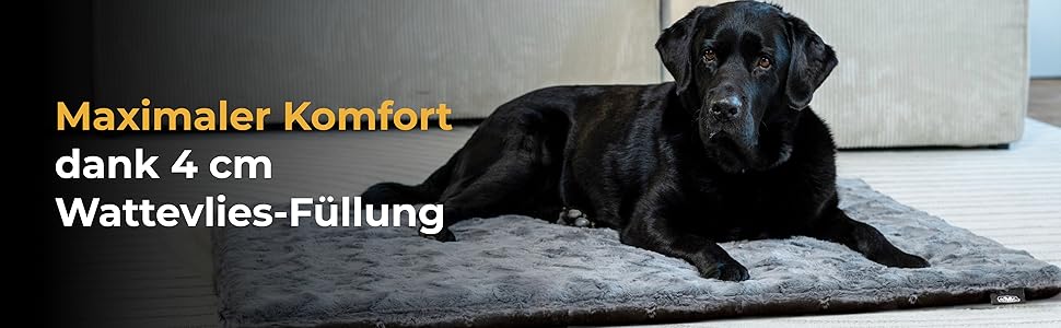 Килимок для собак Преміум-якість з наповнювачем та антиковзаючою основою L (75x115 см) – М'який та Практичний – Зручна Деки для собак – Антрацитовий колір, Виготовлено в Німеччині 75x115 см