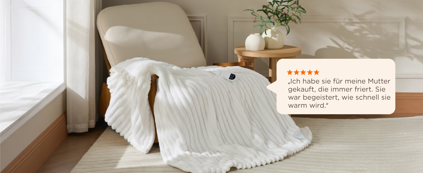 Електрична ковдра BEDSURE з автовимкненням, 130x180 см, сіра - ідеальний подарунок для мами на Різдво