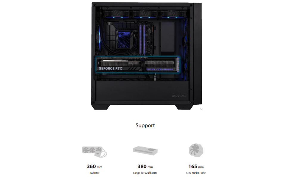 Корпус ПК ASUS A21 Plus TG ARGB Black MicroATX з RGB підсвічуванням, Mesh-панель, підтримка 360-мм радіаторів та відеокарт до 380 мм