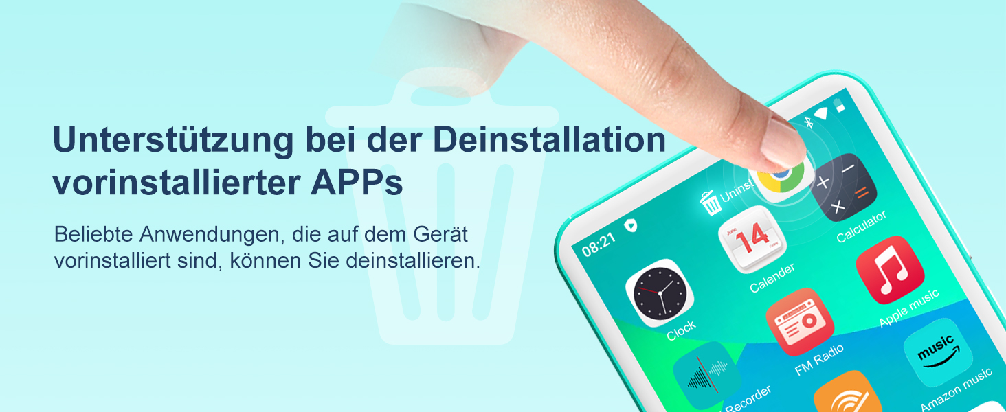 MP3 плеєр Oilsky 80GB з Bluetooth, WiFi, Android 9.0, 4