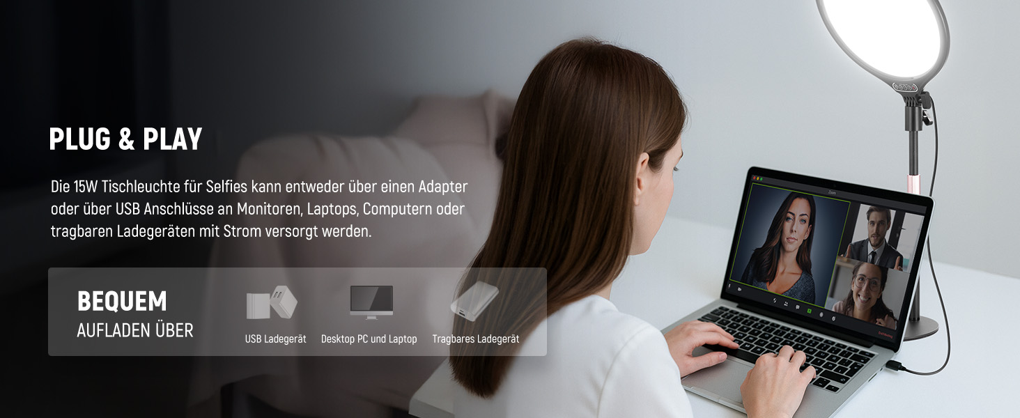 NEEWER кільцева лампа 10.5' з тримачем для телефону, штативом, таймером, 15W, диммування, LED, для iPhone, зйомка, стрімінг, ноутбук, веб-камера, відеоконференції, USB, R10