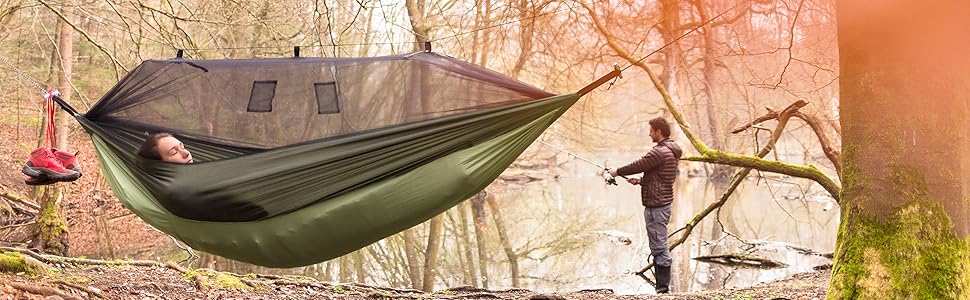 AMAZONAS Ультралегка гамак з москітною сіткою і відсіком для килимка, до 200 кг, 2,75x1,40 м