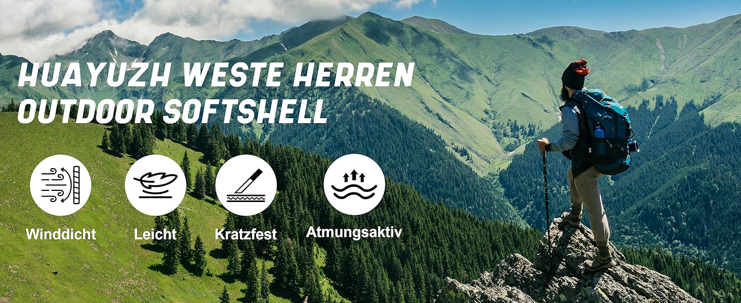 Чоловіча куртка Weste Outdoor з софтшелла, водонепроникна та вітронепроникна, з флісовою підкладкою, для хайкінгу та активного відпочинку (S, Чорний)