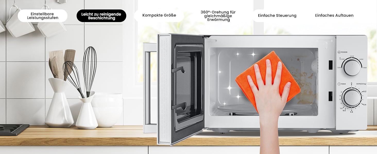 Мікрохвильова піч Comfee CMSN 20L, 700W, Механічна, Біла