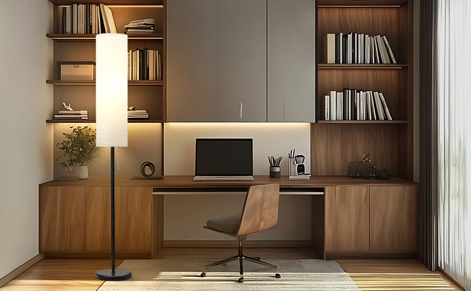 Стійка лампа GyroVu для вітальні, 65 дюймів, висока лампа для спальні з паперовим абажуром, 3 колірні температури, чорно-білий колір (лампочка в комплекті)