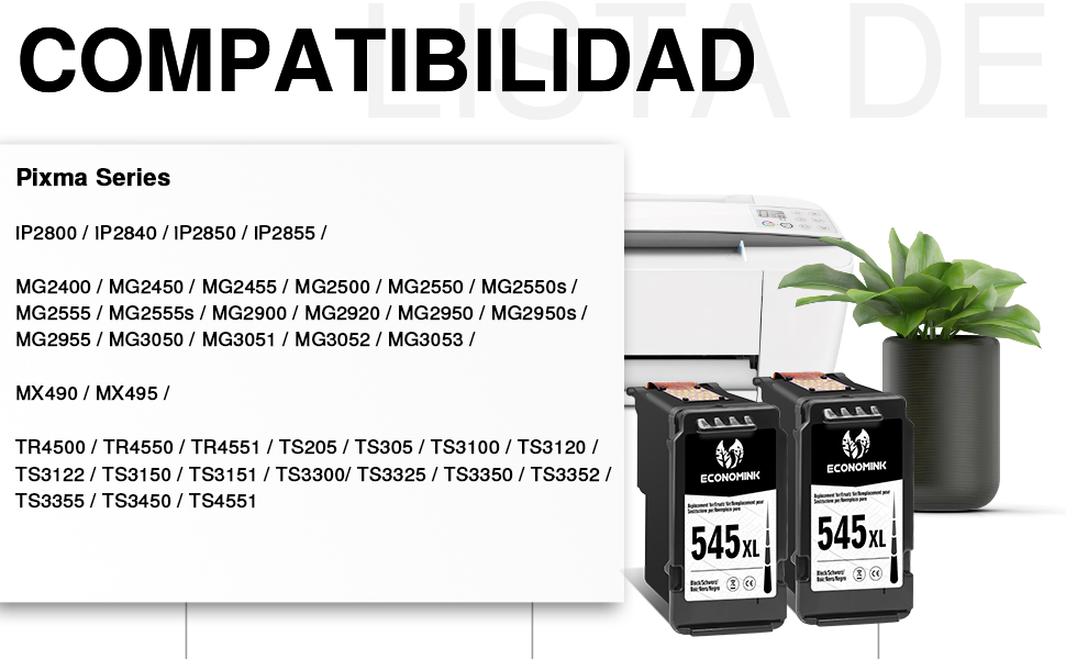Картриджі Economink 545XL чорні (2 шт.), сумісні з Canon PG-545 для Pixma TS3350, TS3150, TS3450, TR4550, MX495, MG2555, MG3050
