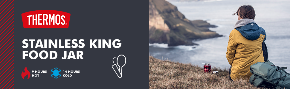 Термос для їжі King Stainless 0,47л, червоний, нержавіюча сталь, з ложкою, BPA-free