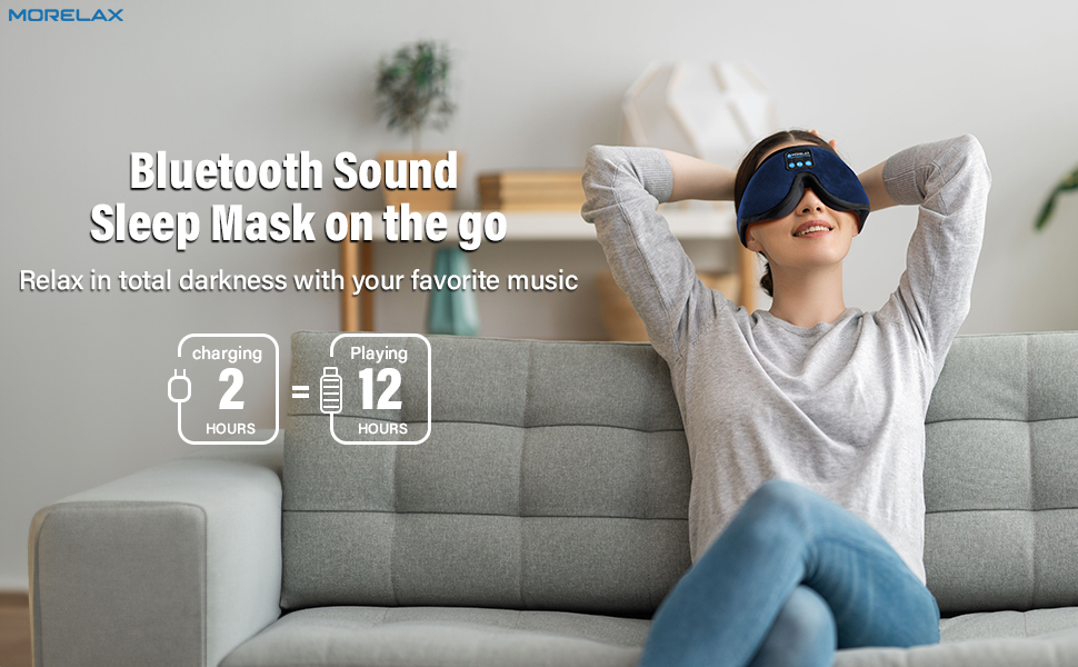 Маска для сну з Bluetooth-навушниками, 3D маска для сну, бездротова музична маска для сну для тих, хто спить на боці/спині, навушники для сну (Глибокий синій)