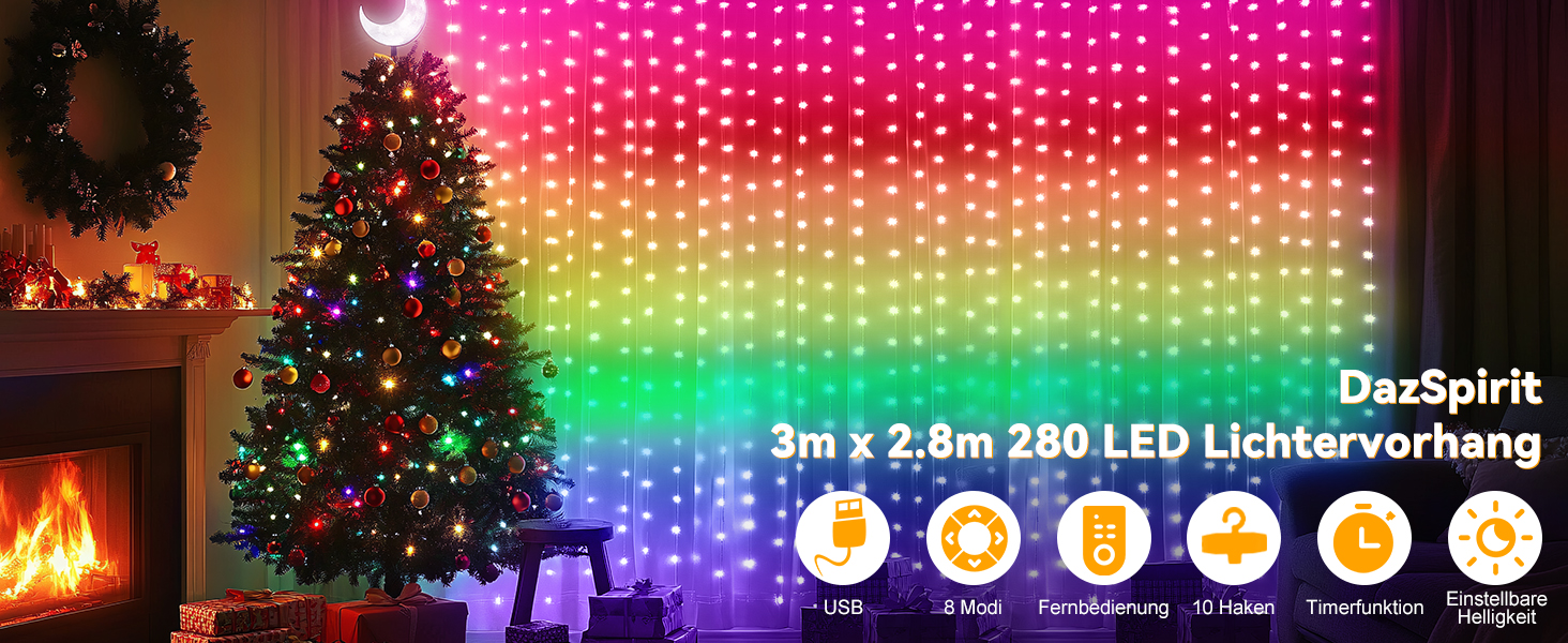 Льодогенератор 3Mx3M з 300 LED, USB, 8 режимів, пульт, таймер, вологостійкий, для дому, вечірки, свят (білий, ірис)