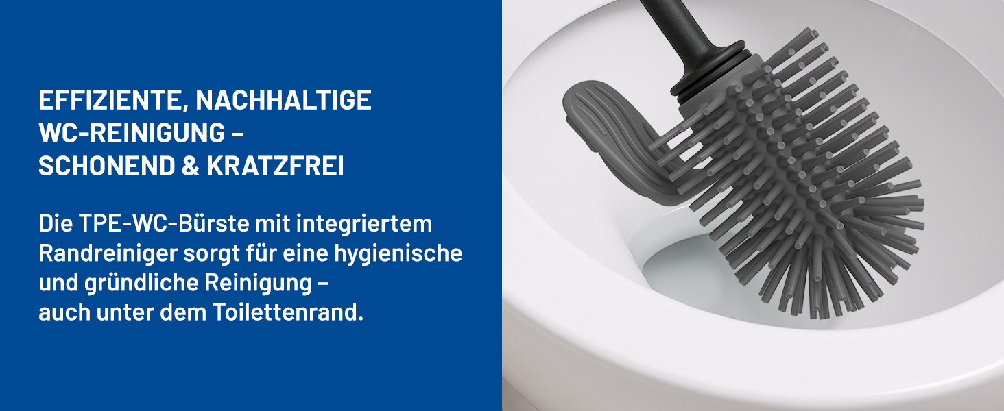 Набір для туалету Rival Recycling з щіткою для обідка – ергономічна ручка з переробленого матеріалу, для швидкого та ретельного очищення, з тримачем (антрацит, Meiler)