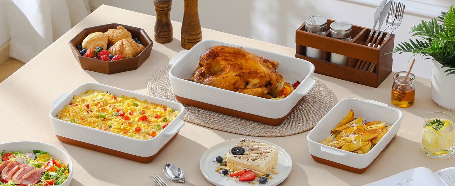 Форма для запікання MALACASA Serie TARA, 4.5L, кераміка, прямокутна, 35*23.8 см (набір з решіткою)