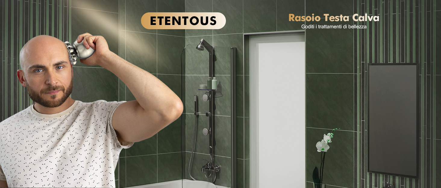 Електричний голєний апарат ETENTOUS Glatzen Rasierer для чоловіків 6-в-1, з 7 ротаційними головками та тримером для бороди, водонепроникний (IPX6), USB-C, для гоління голови та бороди