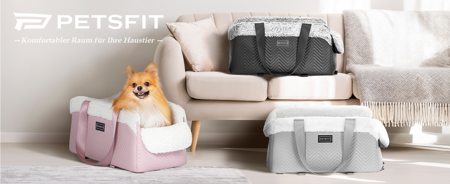 Автокрісло для собак PETSFIT, чорне, для маленьких собак до 5 кг, з захисними гаками