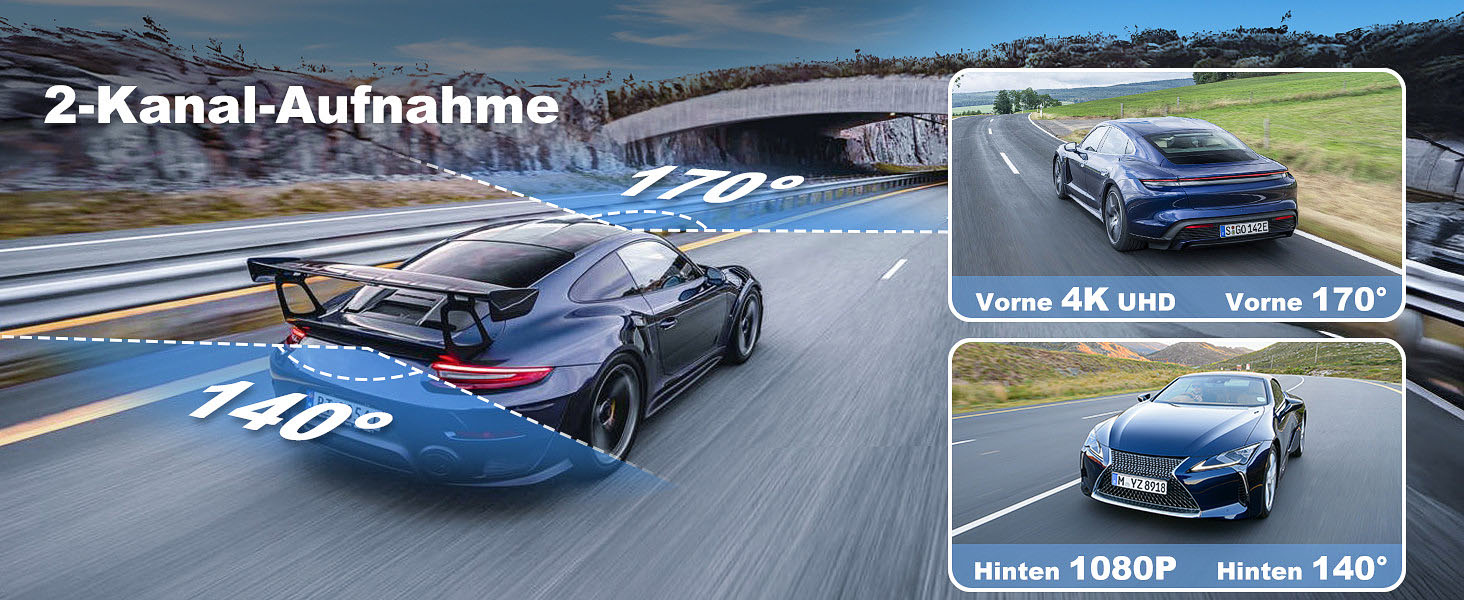 Відеореєстратор CHORTAU 4K+1080P з двома камерами, WiFi, LCD 2.99