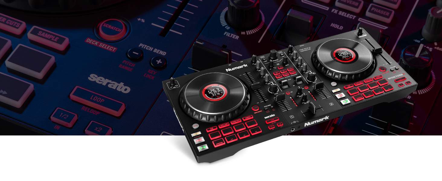 DJ контролер Numark Party Mix II з підсвіткою, 2 деки, вбудований мікшер, аудіоінтерфейс та Serato DJ Lite