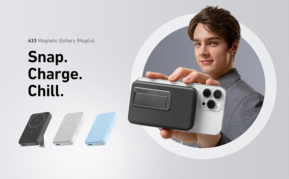 Anker Power Bank 10000mAh Магнітний, Бездротовий, для iPhone 13/12, Чорний