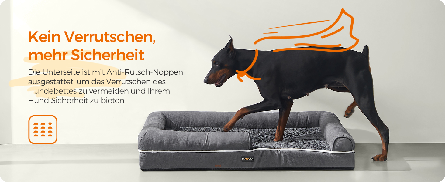 Ортопедичне ліжко для собак Feandrea, м'яке, з піднятими бортиками, 91 x 68 x 18 см, знімний чохол, антиковзаюча підкладка