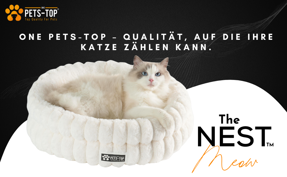 М'яке ліжко для кота з плюшу, кругле, біле, 60 см – зручний лежак для котів та маленьких собак