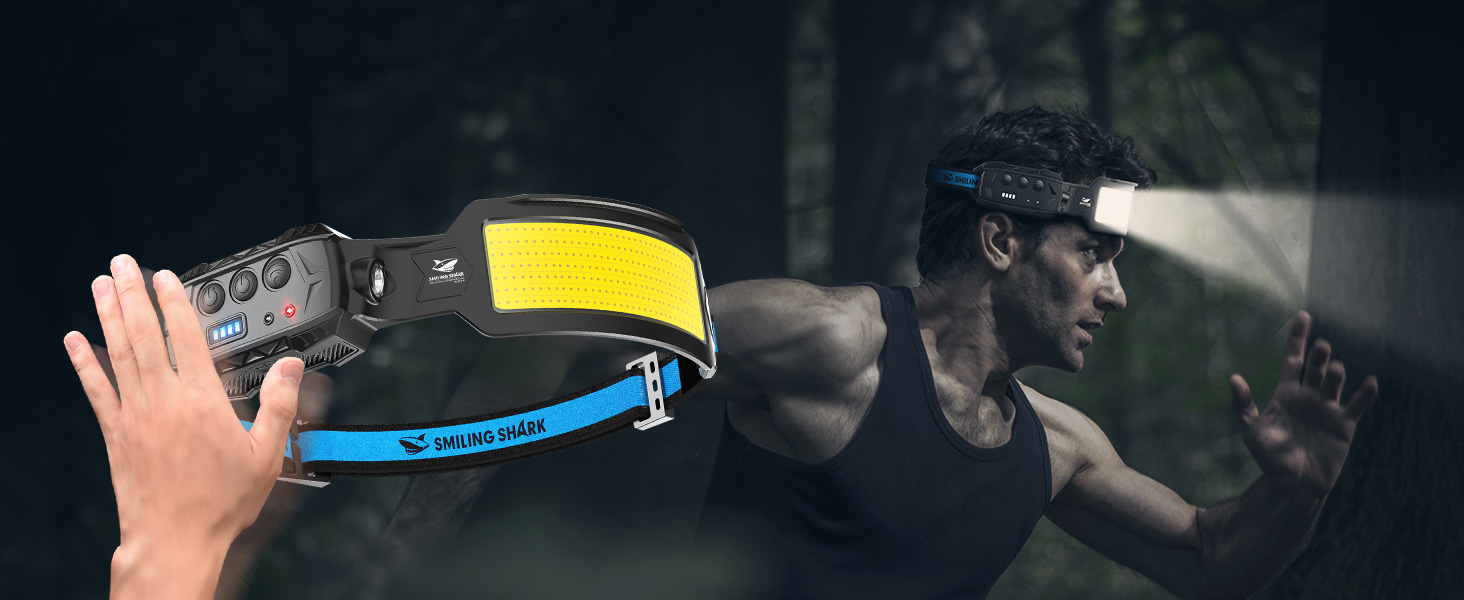 Лобовий ліхтар Smiling Shark 7 LED, 270° з датчиком руху, суперяскраве біле та червоне світло, акумуляторний, для кемпінгу, риболовлі, ремонту