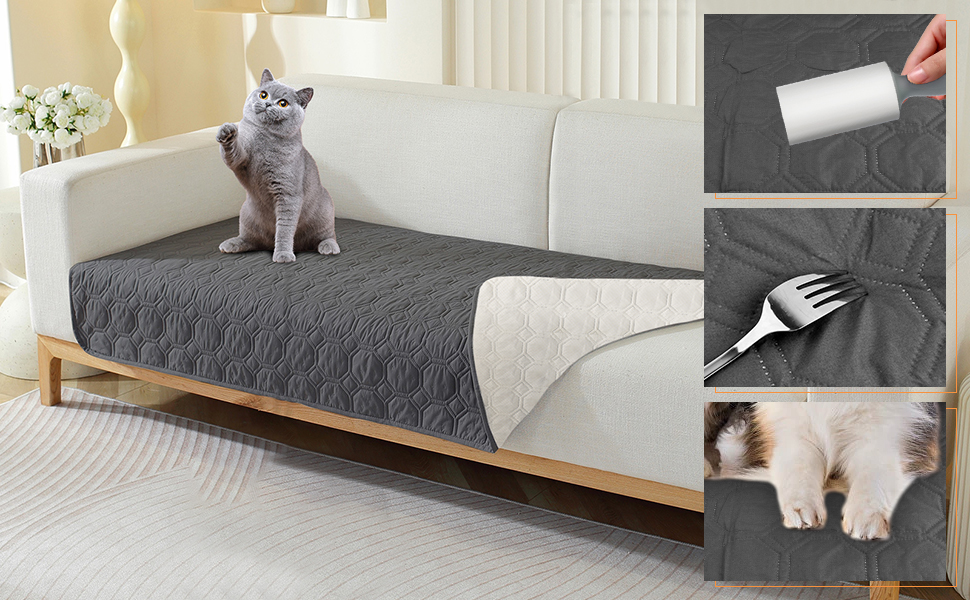 Водонепроникний килимок для собак, 76 x 178 см, великий, миючий, з антиковзним покриттям, м'який, для великих та маленьких собак, захист меблів, сірий