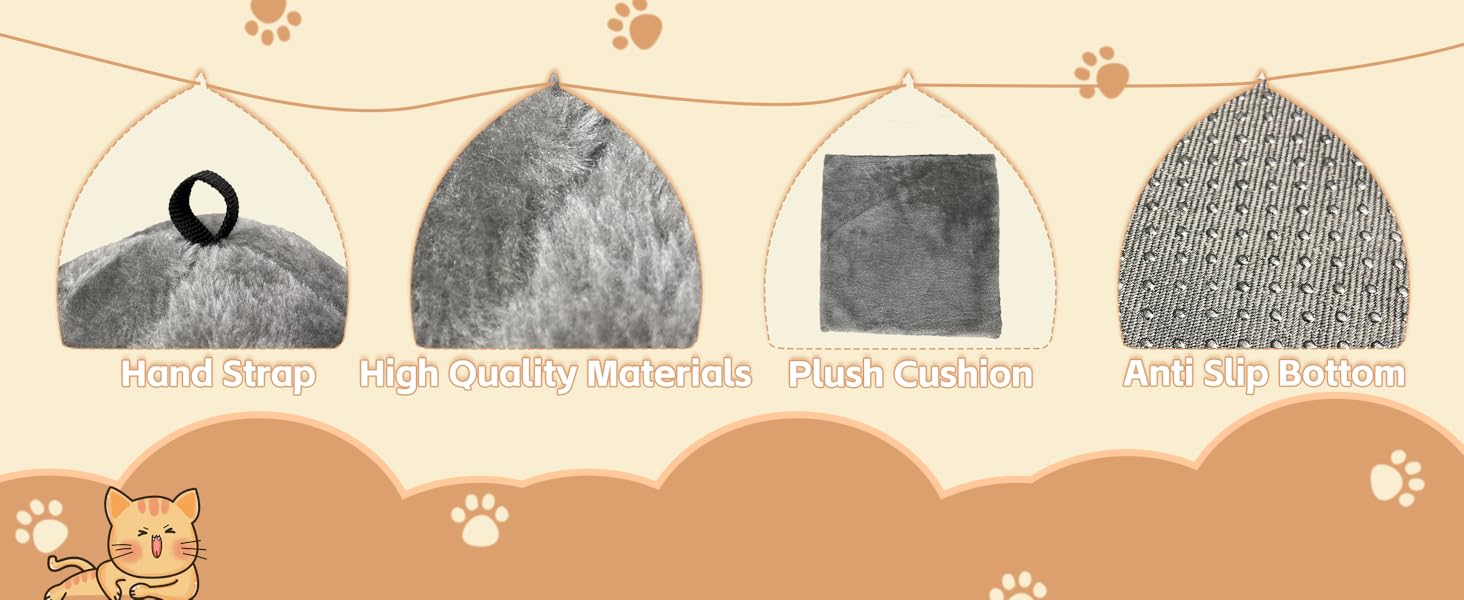 Кішка-будиночок для дому: затишне ліжко-печера для котів з м'яким знімним подушкою, 40x40x35 см, темно-синій