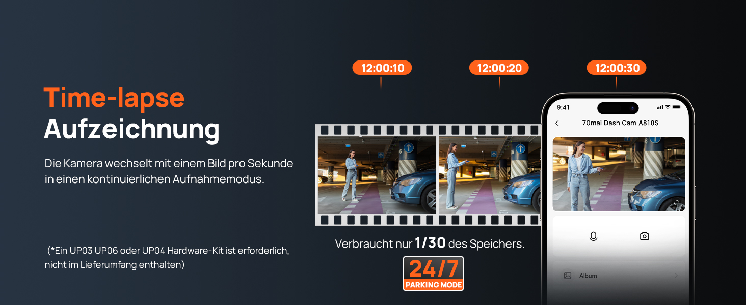 Автомобільний відеореєстратор 70mai A810S 4K з HDR, нічним баченням STARVIS 2, ADAS та карткою пам'яті 128ГБ, 24/7 моніторинг паркування