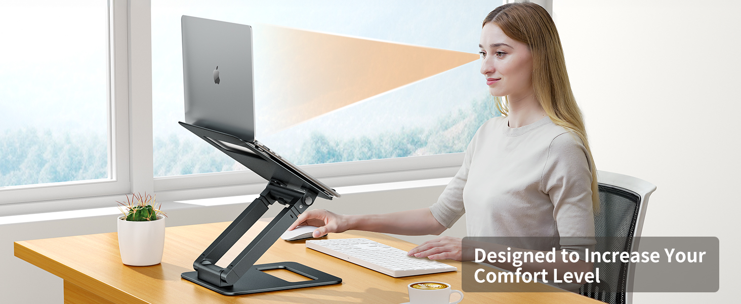 Adjustable Laptop Stand for Desk - Telescoping Design, Ergonomic Riser for 10-17 inch Laptops (Gray)