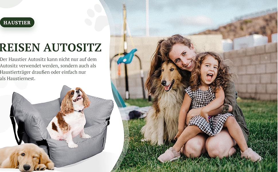 Підвищувач для автокрісла Johnear для собак до 30 кг, 2 в 1: ліжко та переноска, з кишенями та страхувальним ременем, 76x52x20 см