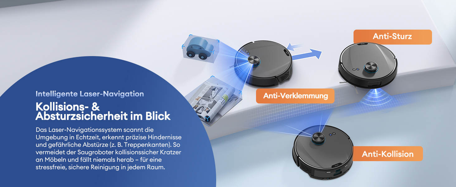 Робот-пилосос Ultenic з функцією миття 6000Pa, LiDAR-навігація, 3-в-1, 150 хв роботи, керування через додаток, для шерсті тварин, килимів та твердих підлог