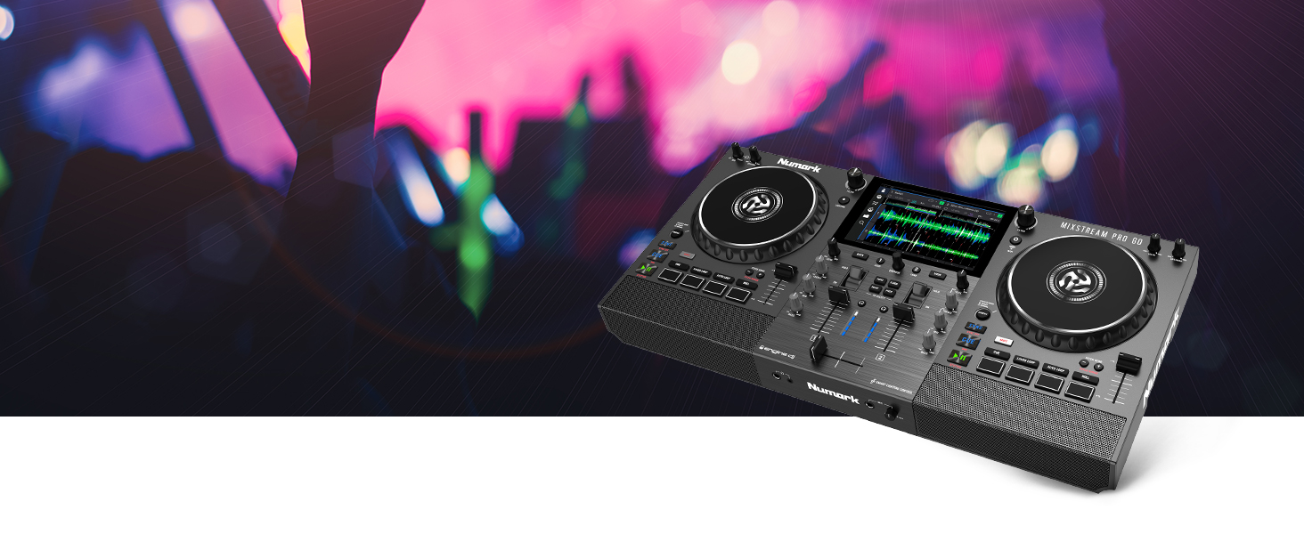 DJ контролер Numark NS4FX: 4 канали, Touch-Jogwheels, Pads, ефекти, Serato DJ Lite, чорний