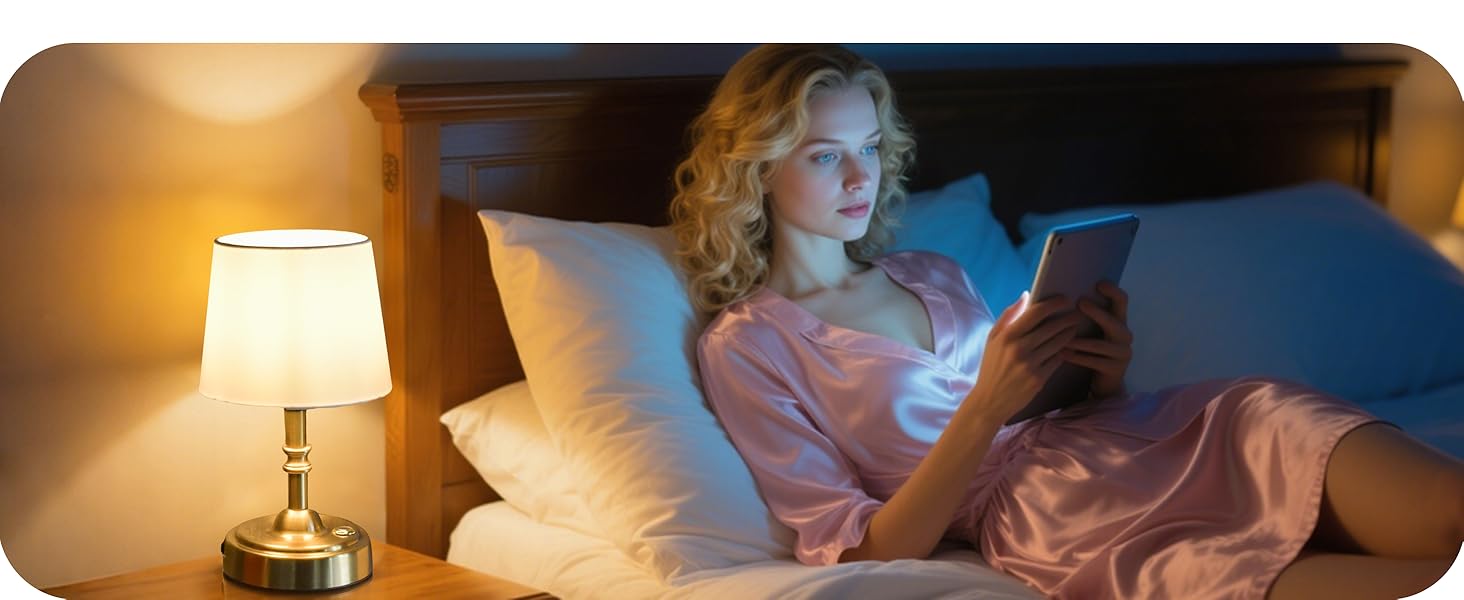 Бездротова настільна лампа з акумулятором 4000mAh, тепле світло 2700K, сенсорне управління, з адаптером/кабелем, для спальні, подарунок (золотиста)