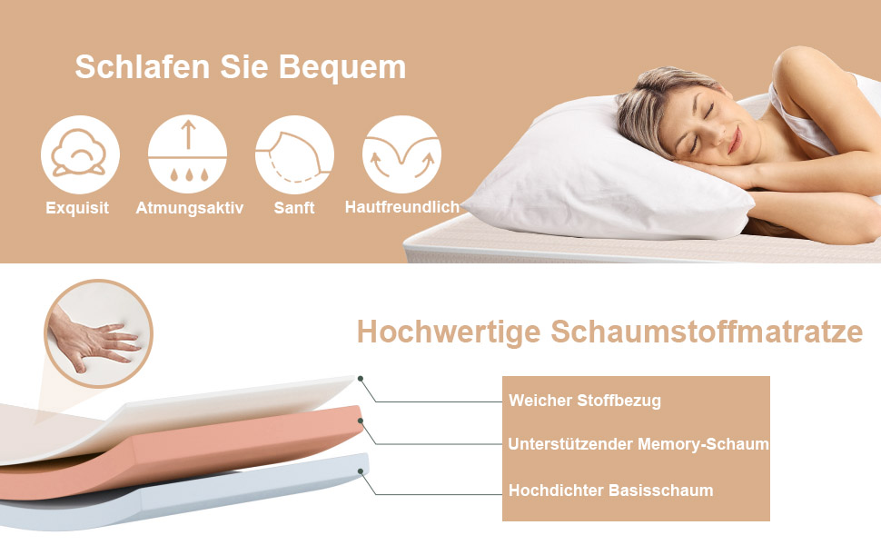 COSTWAY Foldable Guest Bed with Foam Mattress