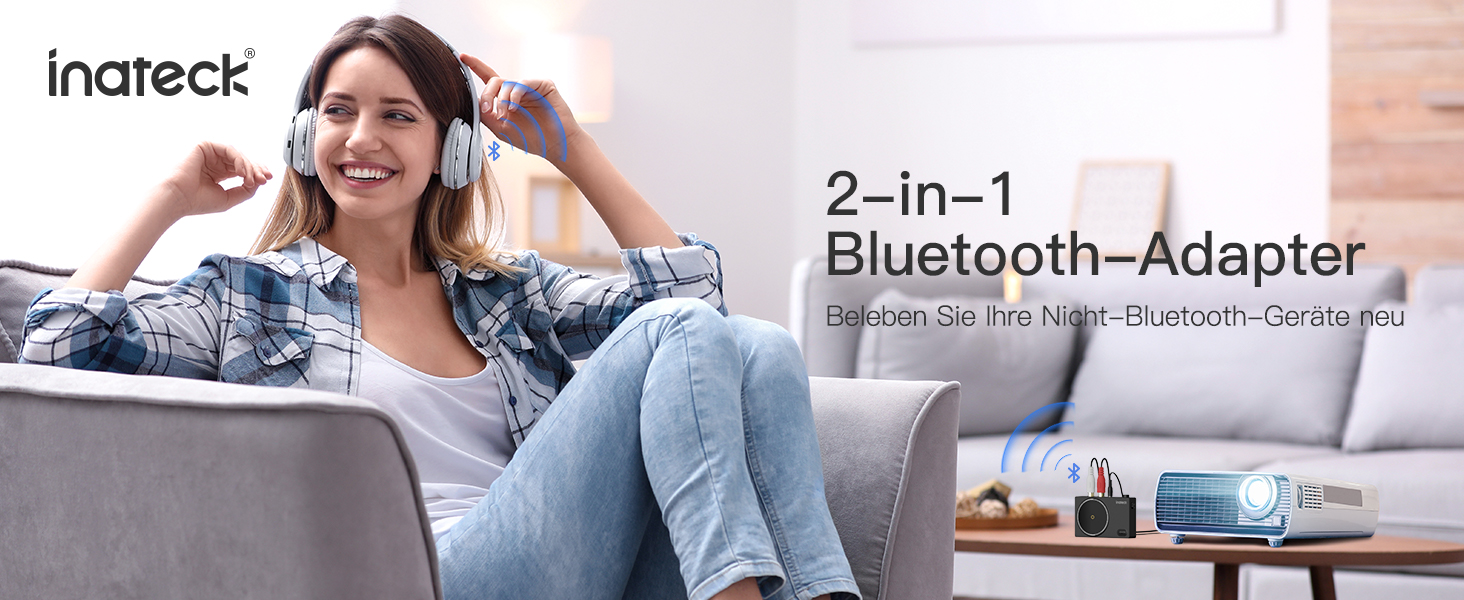 Inateck Bluetooth Аудіо Адаптер BR2001: Bluetooth 5.1, RCA/3.5mm AUX, для стереосистем та навушників