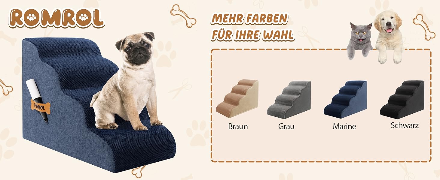 Сходинки для собак та котів ROMROL - 4 сходинки, Marine (Морський колір)