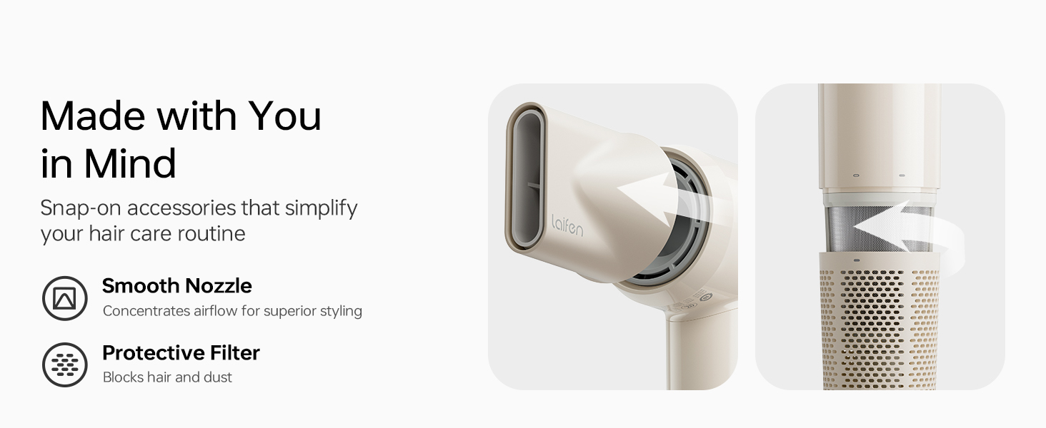 Laifen SE Lite Hair Dryer - Negative Ion Hair Dryer with 100,000 RPM Brushless Motor - Fast Drying, Quiet, Travel-Friendly (Milktea Color)