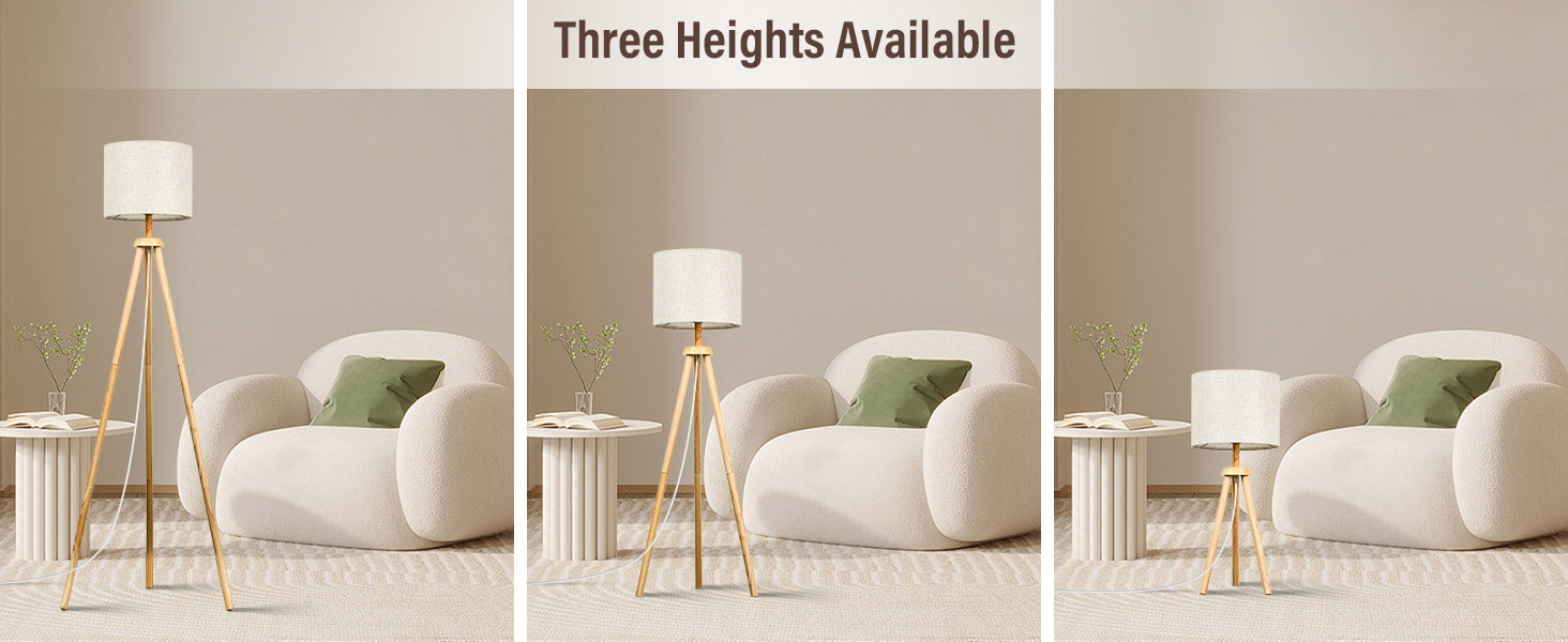 Стельова лампа для вітальні, LED, регулювання яскравості, 3 колірні температури, дерев'яна, з таймером, з абажуром, з вимикачем для вітальні, спальні, офісу