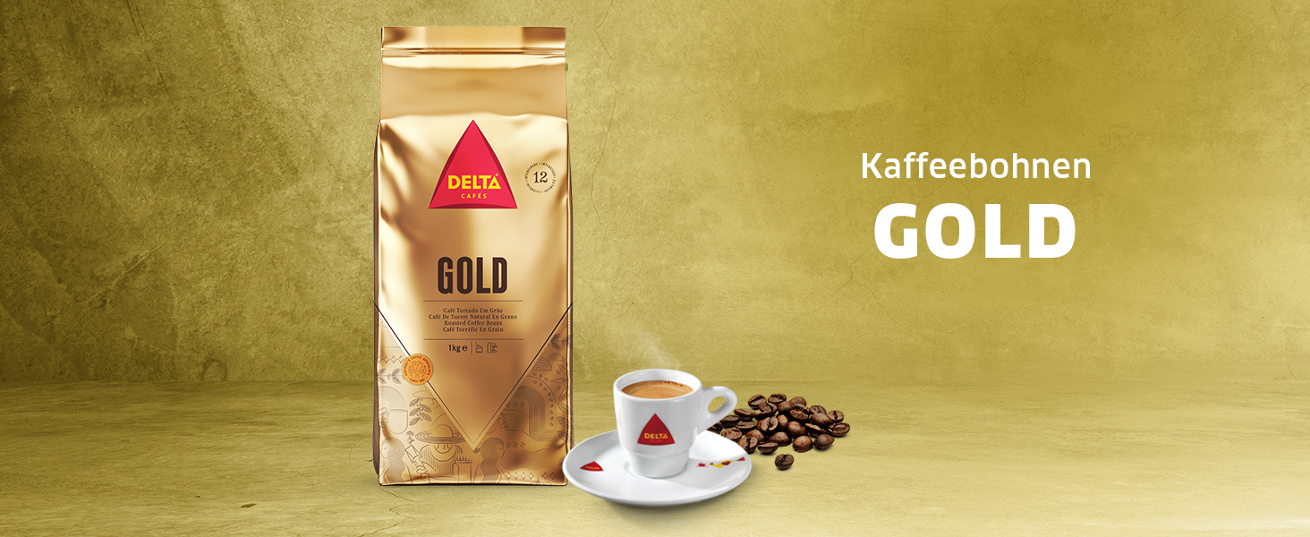 Кава в зернах Delta Cafés Gold Arabica, інтенсивність 12, аромат меду та стиглих фруктів, 1 кг (набір 2 упаковки)