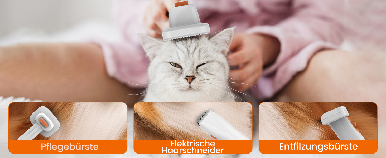 Машинка для стрижки собак AIRROBO PG10 з пилососом 12000 Pa, щітка для собак, видалення шерсті для собак і котів, тиха машинка для стрижки собак з інструментами для грумінгу, контейнер для пилу 1.4L (білий)